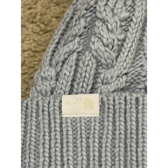 NWT The North Face W Oh Mega Fur Pom Lined Women’s Beanie Hat, Dusty Periwinkle - Picture 3 of 9